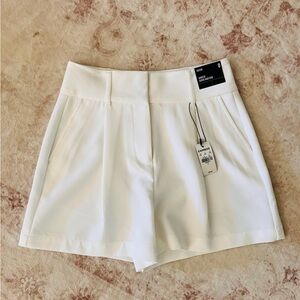 Express White High-Waist Tailored Bermuda Shorts